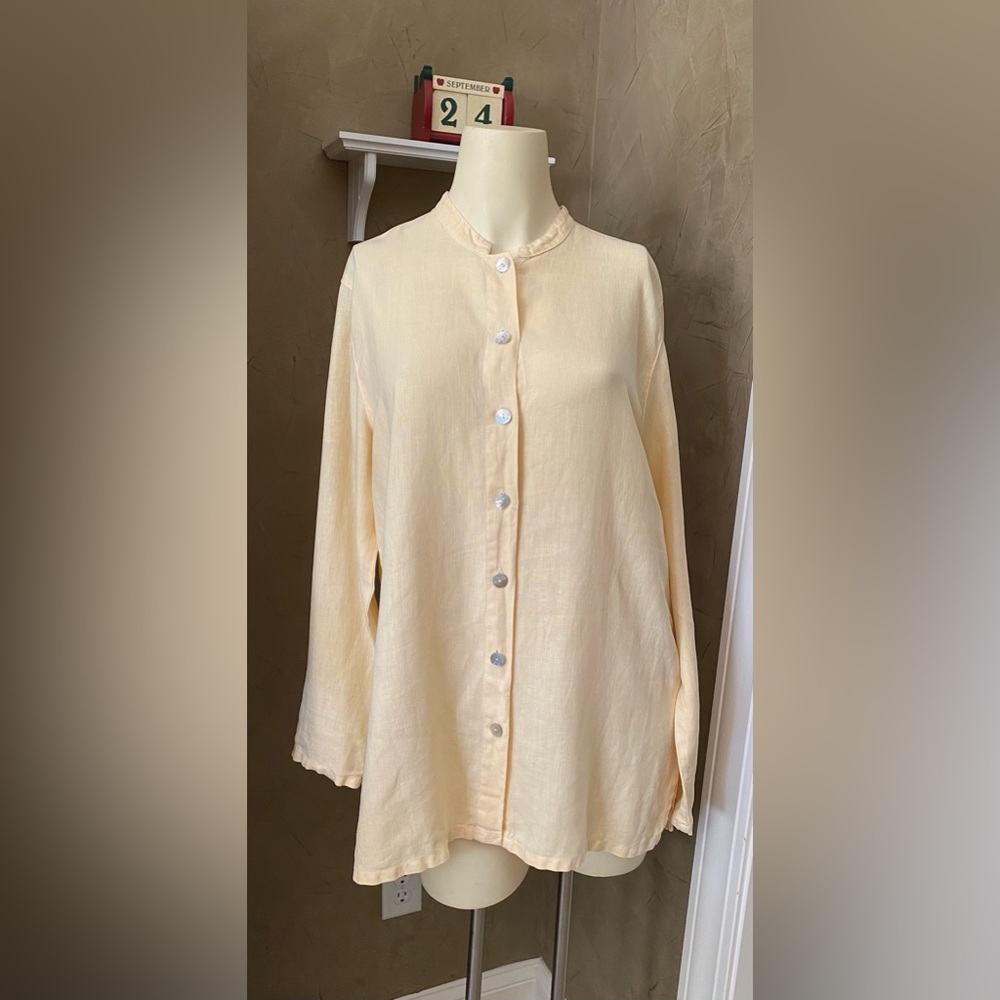 J. Jill 100% Line Button Up Tunic Blouse Women’s Oversized Vintage